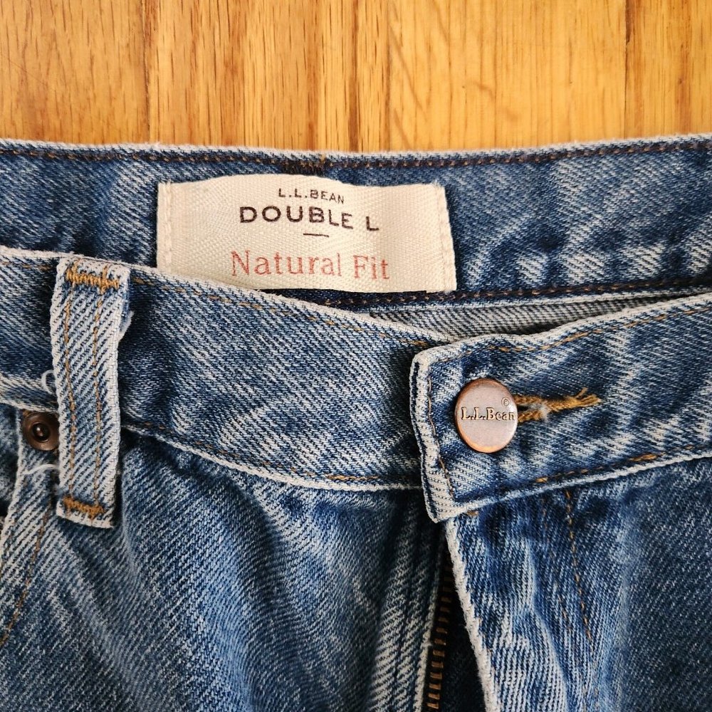 LL Bean Pants Mens tagged 37x34 measures 36x33.5 Double L Blue Denim Jeans - Picture 8 of 8